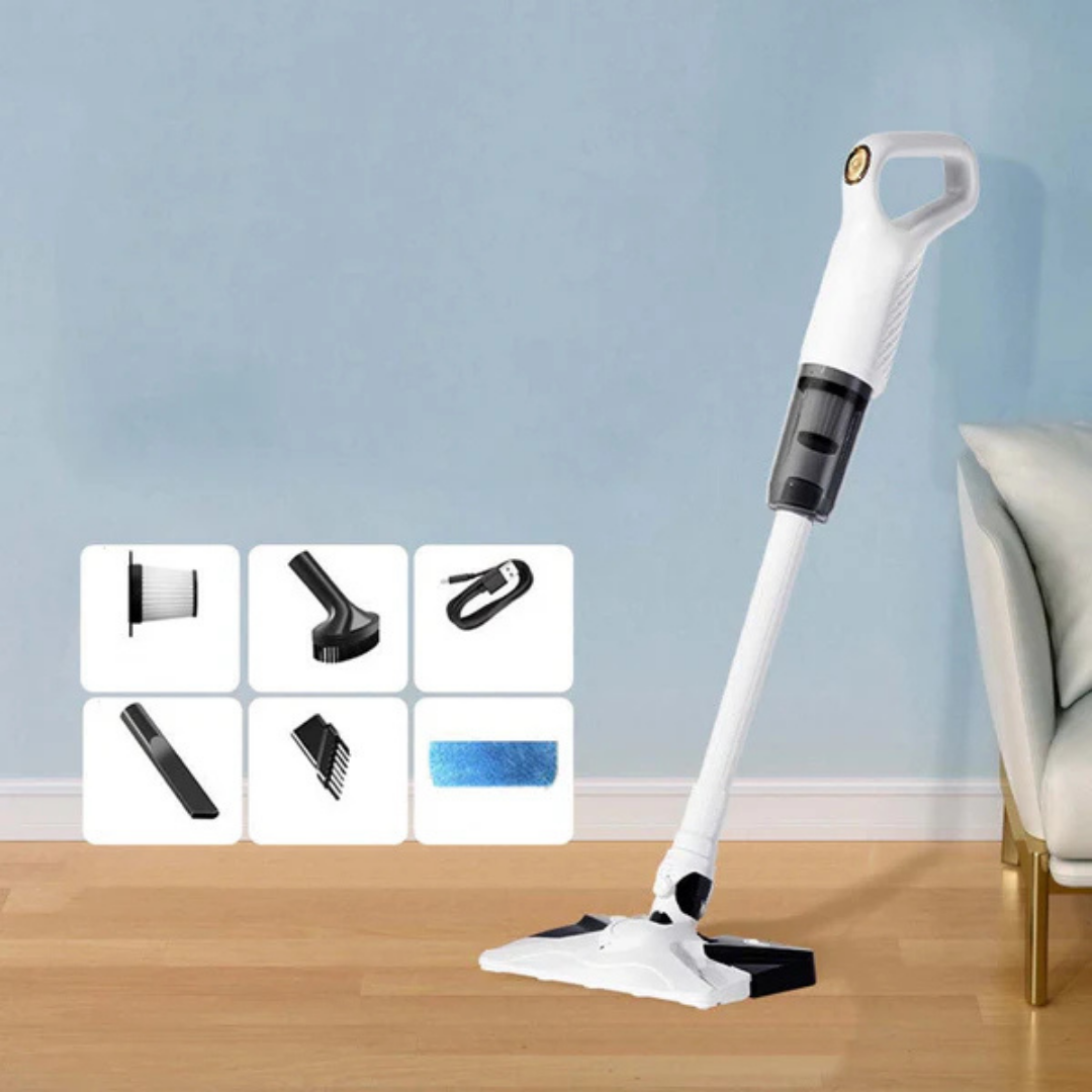 Cordless vacuum with its cleaning attachments