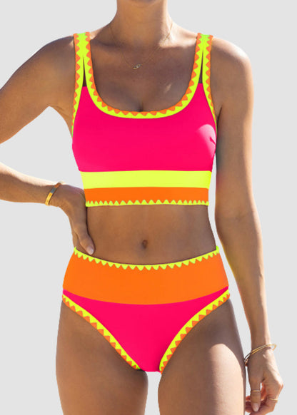 Colorblock Three-Piece Bikini Set