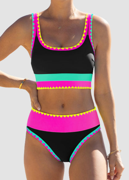 Colorblock Three-Piece Bikini Set